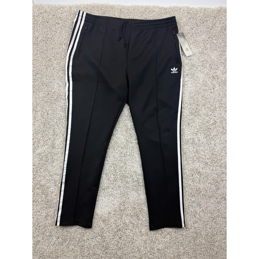 adidas Originals Men's XL Black 3 Stripes Track Pants Zip Pockets NWT
